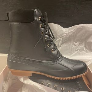JustFab Black Duck Boots